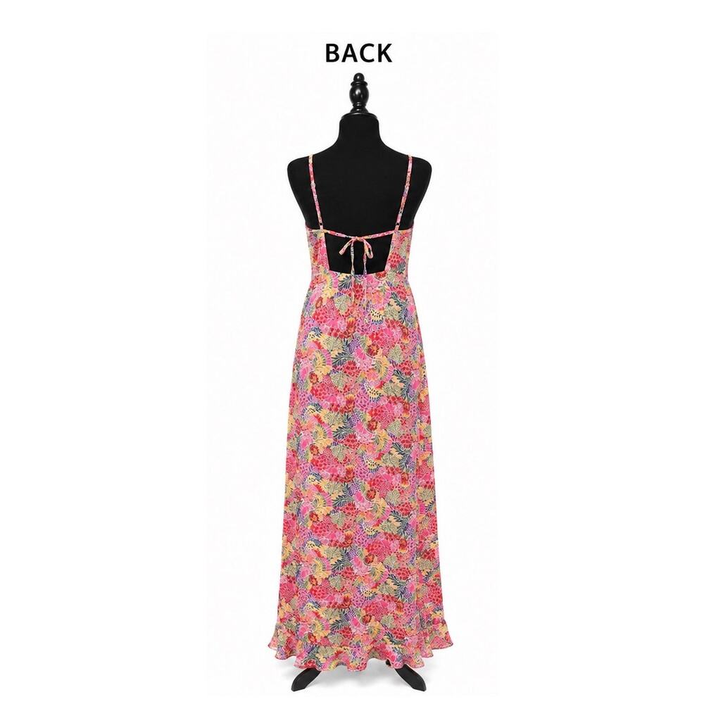 VICI Tropical Floral Hi Low Maxi Dress Open Back Cruise Resort Wedding S NWOT - Picture 3 of 11